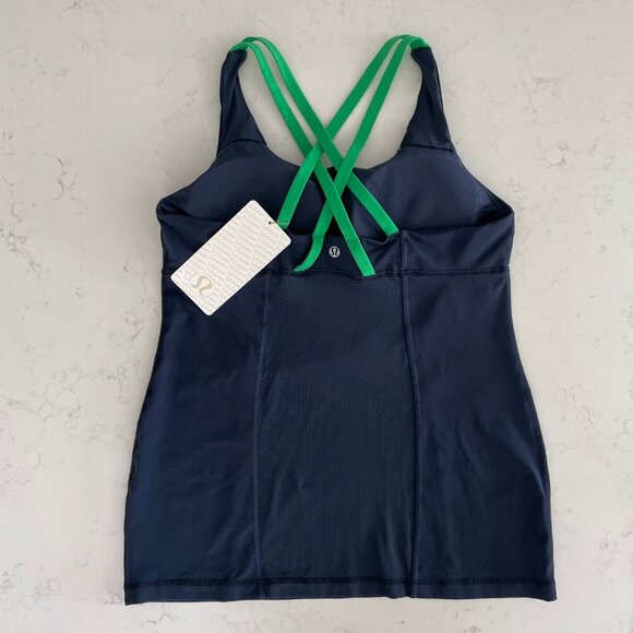 Lululemon Energy Tank Top Slalom Stripe Inkwell in Navy & Green NWT - Picture 5 of 9